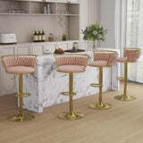 SERENIT Golden Swivel Upholstered Velvet Adjustable Height Counter Stool with Metal Frame Pink V255-SE-GP2312R-PINK