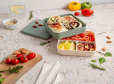 Monbento Flex - The 2 Compartment Lunch Box with Cutlery - Green Natural V398-MB-53010044