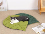 2 Pcs Green Leaf-Shaped Pet Sleeping Mat - Durable Dog Floor Pad & Cat Bed for Sleeping and Playtime V888-ELOSUNG13476
