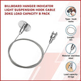 Billboard Hanger Indicator Light Suspension Hook Cable 30kg Load Capacity 8 Pack V63-837001