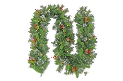 Christmas Garland with Lights - Battery Operated 274cm Wintry Pine 112_NATWP274