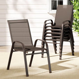 Gardeon 6PC Outdoor Dining Chairs Stackable Lounge Chair Patio Furniture Brown FF-STA-CHAIR-BR-X6