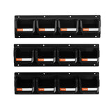 Wall Mounted Storage Bins, 12 Plastic Bins & 3 Metal Rails, Nuts, Bolts, Nails, Craft Room, Garage, V767-VVR-BGSWLXGDBGSWXS1FU001V0