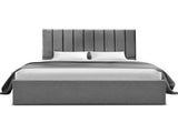 Artiss Double Bed Frame with Storage Grey Velvet Headboard Gas Lift Platform Base BFRAME-E-TOKI-VELA-D-GY-AB