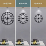 Large ROund Metal Wall Clock Vintage Style Silent Non Ticking Battery Operated 40Cm Black ROman V1188-MS-227-0236