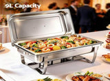 5-Star Chef Chafing Dish 9L 1-Pan Buffet Warmer Food Warmer Catering Server CD-9L-1Z-SS