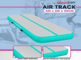 Powertrain Airtrack 20cm Thick 4m x 2m Inflatable Gymnastics Tumbling Mat Air Track - Mint Gree IFM-0402-GYGN