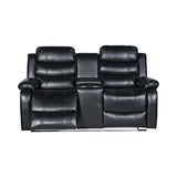 Chelsea 3R1R1R Seater Finest Leatherette Recliner Feature Console LED Light Ultra Cushioned V43-SET-CHLS-3-1-1-BL