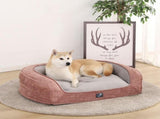 Plush Orthopedic Pet Sofa Bed with Bolstered Edges Ultra-Soft Sponge Filled Luxury Dog and Cat V1341-ZY-VP4G6H9L-PINK