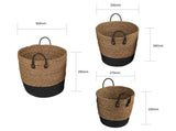 3 Piece Cotton Rope Stripe Carry Handles Storage Baskets Set V915-MB0049