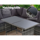 Gardeon Outdoor Dining Set Sofa Lounge Setting Chairs Table Ottoman Grey Cover ODF-SDBOSS-3OTM-GE-COVER