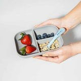 Beaba Silicone Suction Divided Plate & Spoon - Grey DTK10997