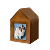 Pet Urn Nostalgia Passing Away Dog Cat Cabin Urn with Photo Frame Pet Coffin - Brown - Size Large V1107-136-08162-BRN-LARGETABLE