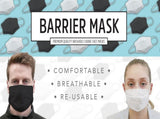 6x Tigerplast Fabric Face Mask Washable Reusable Mask Protect Cover - Black V563-TIGERPLAST_ADULT_BLK-6PCS