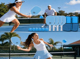 Blue Fiberglass Pickleball Paddle Set - 4 Minimalist Paddles, 8 Balls, and 2 Carry Bags for Outdoor V888-ELOSUNG47347