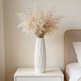 12-Inch White Ceramic Textured Vase for Modern Minimalist Home Decor V1370-AZ4-15160