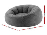 Artiss Bean Bag Chair Cover Soft Faux Fur Beanbag Cover Large Round Stuffed Animal BD-COVER-ROUND-GR