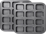 2 Pack 12 Cavity Brownie and Muffin Pans, Non Stick Carbon Steel Bakeware for Mini Cakes, Brownies, V1189-LC-AMZ-00082