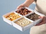 2Pack Divided Veggie Tray with Lid for Snack Serving Container Salad Keeper with 4 Removable Boxes V1370-AZ4-00332