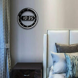 Silent LED Digital Table Clock, Black Electronic Wall Clock, Round Desk Clock, for Bedroom, Living V1237-ZY-715-057