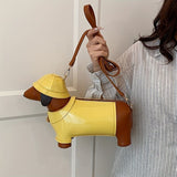 Dachshund Bag Crossbody Bag Travel Bag High Quality Bag Fashion Accessory Pet - Yellow - Size V1347-127-56392-YEL-34-14-10