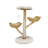 Solid Wood Cat Tree with 3 Branches & Baskets V767-P-XM1668