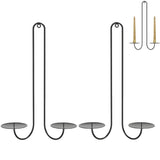 2 pc Wall Mounted Hanging Candle Holder Candlestick Sconces Black Wall Decor V1189-LWWAL-20260327-04613