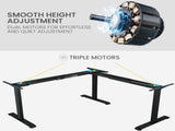 FORTIA Corner Standing Desk, 1730W x 1730W x 750D, 3 Motors, 120kg Load, Sit to Stand Up Electric V219-OFFCMBEQC3KC3K