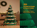 Jingle Jollys Paper Christmas Tree 111CM w/ Star Topper LEDs Xmas Decorations Kit Home Office Green PAPER-XM-TR-100-GN