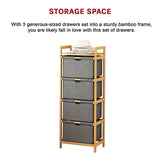 Bamboo Shelf with Storage Hamper Wooden Organiser with 4 Laundry Bags V63-838261
