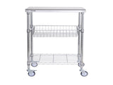Kitchen Utility Cart, 3 Tiers, Wire Rolling Cart with 213kg Capacity, Steel Service Cart on Wheels, V952-LLCFTCCB20X24IGJ4V0