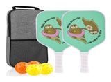 Fiberglass Pickleball Paddle Set of 2 with 4 Balls and Carry Bag 185g Single Paddle Weight V888-ELOSUNG18531