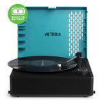 Victrola Revolution Go Turntable - Blue + Bundled Crosley Record Storage Display Stand V398-VTR-750SB-BLU-BSS