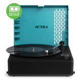 Victrola Revolution Go Turntable - Blue Bundled Crosley Record Storage Display Stand V398-VTR-750SB-BLU-BSS
