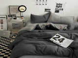 Grey 1.5m Bed Fitted Sheet Set with 200x230cm Duvet Cover - 4-Piece Bedding Set V888-ELOSUNG19087