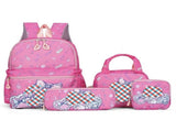 Pink Merlot 4-Piece Large Capacity School Backpack Set for Primary Students Years 3-6 Durable Nylon V888-ELOSUNG43306