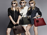 Black Patent PU Leather Crocodile Embossed Shell Bag with Floral Pendant V888-ELOSUNG42048