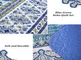 Blue teak Sunrise Floral Lightweight 3 Pc Bedspread & Pillow Cover Set V745-AC080526Q13U