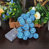 1 Set of Turquoise Blue 5cm Rattan Cane 50 Ball Battery Powered LONG 5m String Lights Christmas Gift V382-TURQRATTBALLBATT50