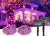 Solar String Lights Outdoor, 2 Pack LED Solar Outdoor Lights Solar Fairy Lights with 8 Lighting V1107-124-74102-ORA3