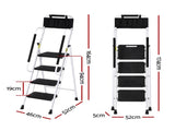 Giantz 4 Step Ladder Multi-Purpose Folding Steel Platform Tool Bag Handrails LD-STEEL-4STEP-TB