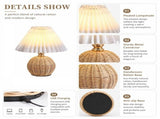 Elegant Pleated Table Lamp, Versatile Ambient Light, Stylish Rattan Ball Design, Perfect for Bedroom V1192-AZ-W-24292