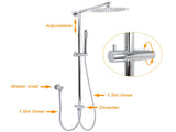 WELS Chrome 10" Round Rain Handheld Double Shower Head Rose Sliding Rail Arm Diverter Set V1233-SS019CRSC842KSR110