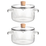 2 Pcs Borosilicate Glass Simmer Pot, 60 oz / 1800 ml, with Wooden Lid, Heat-Resistant Cooking Pot, V1370-AZ4-15831