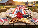 Star Shaped Bamboo Charcuterie Board,11.8X0.59inch Patriotic American Flag Engraved Serving Tray, V1370-AZ4-15628