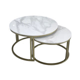 Interior Ave - Premier Nested Coffee Table Set - White Marble Stone V355-IA-CT18-MG