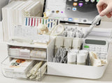 Makeup Organizer Multifunctional Skincare Cosmetic Storage with 2 Drawers for Vanity Desktop White V1294-YM0901-3117240232211
