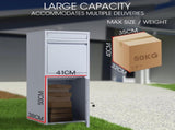 FORTIA Freestanding Parcel Post Box Letterbox, Letter Slot, Light Grey V219-STRLTBFOFW4A