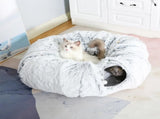 Plush Cat Tunnel with Cat Bed Pet Cat Tunnel Toys Gray V1263-JX-6852