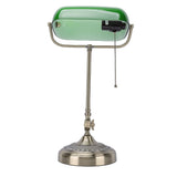 Vintage Desk Lamp Plug In Table Lamp with Green Glass Shade Pull Chain Switch for Home Bedroom Study V1294-YM0901-3119260009012
